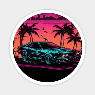 Retro Car in Synthwave Style Magnet